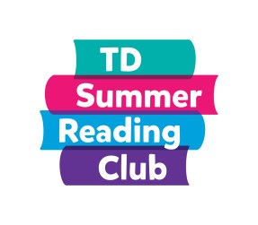 Program logo multi colour stack of books text reads TD Summer Reading Club